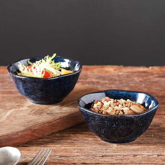 Vicrays Ceramic Small Dessert Bowls Set – 10 oz, Set of 6 – Starry Blue