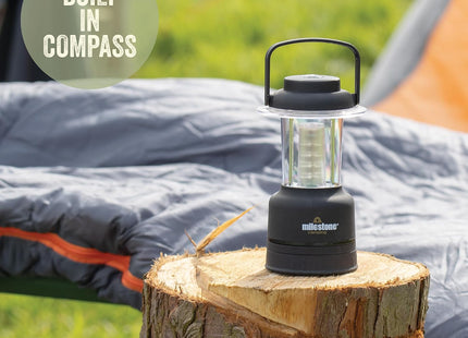 Milestone Camping 52560 12 LED Lantern with Compass & Dimmer – Black