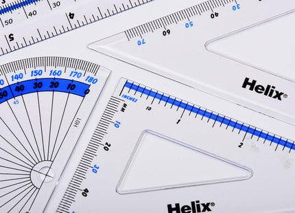Helix 15cm Four Piece Geometry Set – Ruler, Set Squares & Protractor