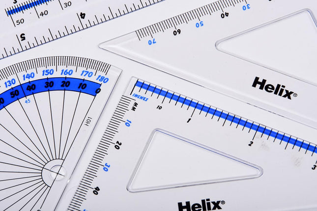 Helix 15cm Four Piece Geometry Set – Ruler, Set Squares & Protractor