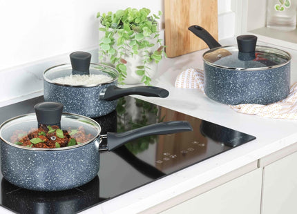 Russell Hobbs Nightfall Stone 3-Piece Saucepan Set – 16/18/20cm