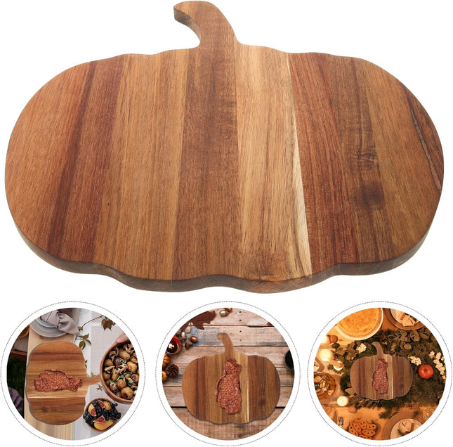 Amosfun Pumpkin-Shaped Wooden Chopping Board – Rustic Serving & Cutting Board
