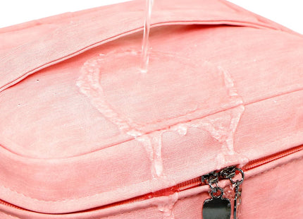 EXERZ Pink PU Makeup Travel Case with Detachable Pouch & Brush Compartments