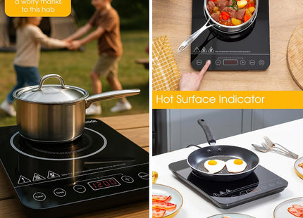 Abode AINDH1002 2000W Portable Induction Hob with Touch Control – Black