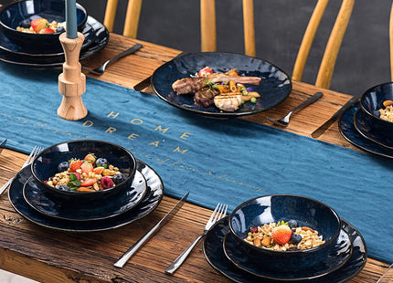Vicrays 6 Piece Ceramic Bowl Set 940ml – Starry Blue Large Soup, Cereal & Pasta Bowls