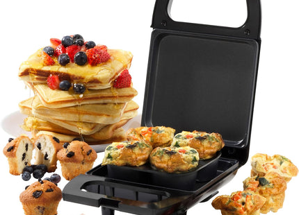 Giles & Posner EK4488G 2 in 1 Party Snack Maker 600W Non-Stick Mini Treat Maker Black