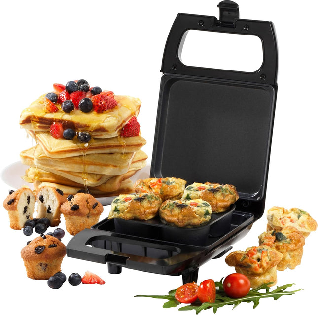 Giles & Posner EK4488G 2 in 1 Party Snack Maker 600W Non-Stick Mini Treat Maker Black