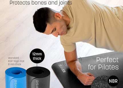 KG Physio 12mm Thick Non-Slip Yoga Mat – High-Density NBR Foam Exercise Mat
