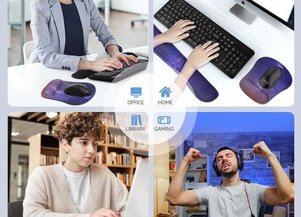 TECKNET Memory Foam Wrist Rest Set – Keyboard & Mouse Support Pad Starry Sky