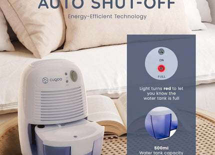 CUQOO 500ml Mini Dehumidifier – Portable Quiet Moisture Absorber - Used