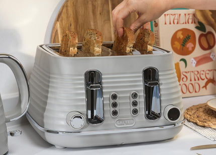 Salter Ripple 4 Slice Toaster – Taupe, Wide Slots, 1630W - Beige