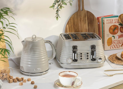 Salter Ripple 4 Slice Toaster – Taupe, Wide Slots, 1630W - Beige