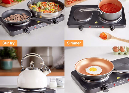 VonShef Portable Double Electric Hob 2500W, Twin Hot Plate Cooker