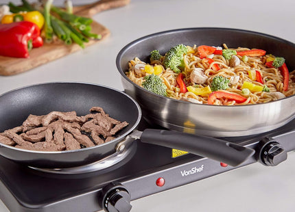 VonShef Portable Double Electric Hob 2500W, Twin Hot Plate Cooker