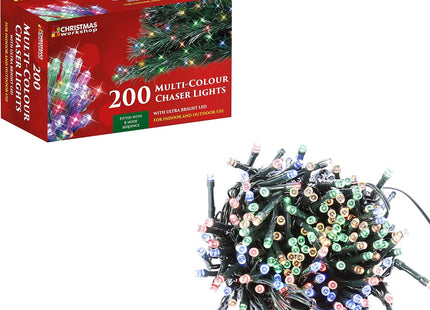The Christmas Workshop 200 Multi-Coloured LED Christmas Lights – 13.9m Chaser Lights