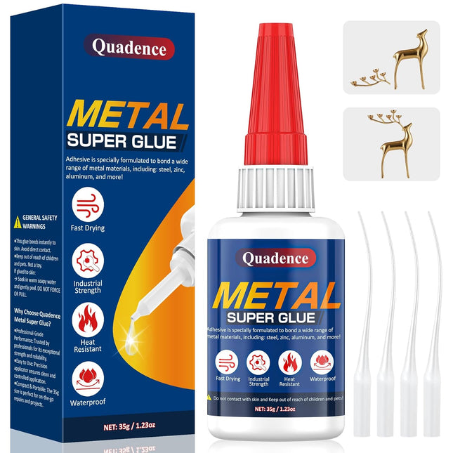 Quadence Metal Super Glue 35g Heavy Duty Waterproof Heat Resistant Clear Adhesive