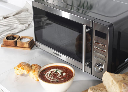 Salter 20L Digital Microwave 800W – Stainless Steel & Black, Defrost, 10 Power Levels