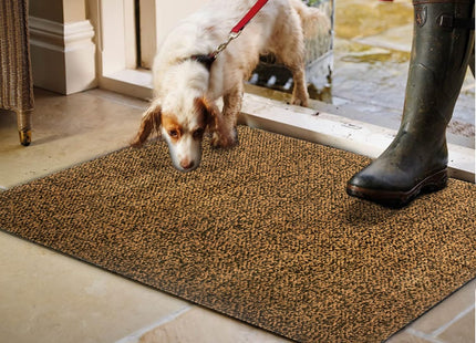 Mibao Indoor & Outdoor Heavy Duty Door Mat 60 x 120cm – Non-Slip Rug, Brown & Black