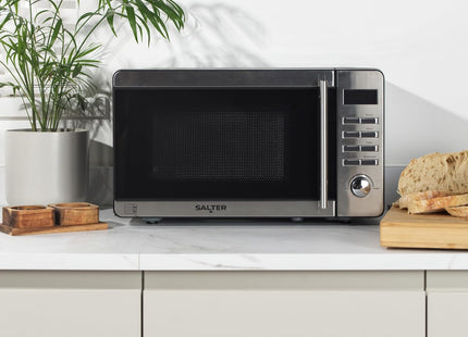 Salter 20L Digital Microwave 800W – Stainless Steel & Black, Defrost, 10 Power Levels