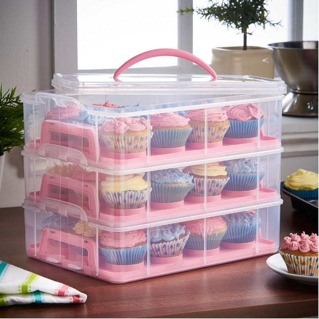 VonShef Cupcake Carrier with Handle – Three and Two Tier Cake Box