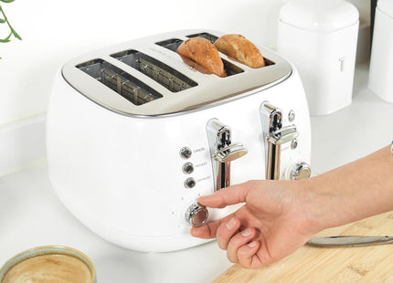 Salter Boston 4-Slice Toaster – Wide Slots, 6 Browning Levels, Ice White