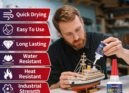 Quadence Metal Super Glue 35g Heavy Duty Waterproof Heat Resistant Clear Adhesive