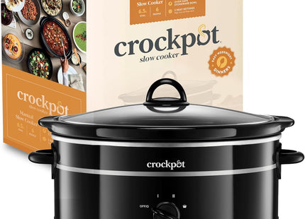 Crock-Pot 6.5L Slow Cooker with Removable Ceramic Bowl and Kitchen Utensils – Black
