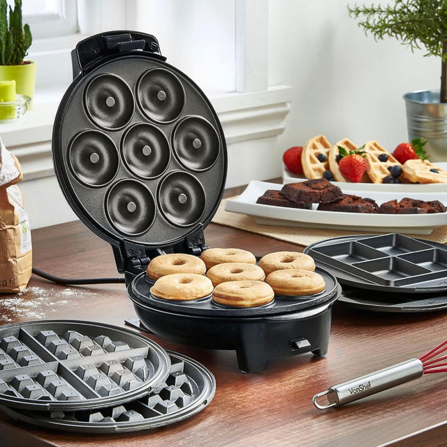VonShef 3-in-1 Waffle, Doughnut & Brownie Maker – 800W