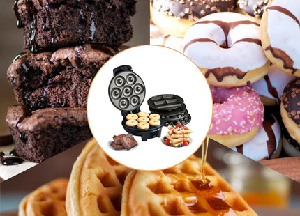 VonShef 3-in-1 Waffle, Doughnut & Brownie Maker – 800W