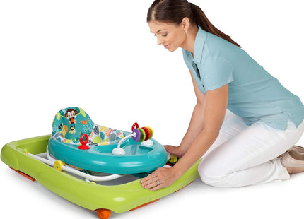 Bright Starts Giggling Safari Baby Walker – 3 Adjustable Heights, Safety Brakes & Easy-Fold Frame, 6 Months+