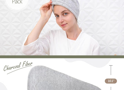 myHomeBody Hair Towel Wrap Quick Drying Charcoal Fibre Hair Turban Grey