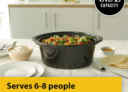 Crock-Pot 6.5L Slow Cooker with Removable Ceramic Bowl and Kitchen Utensils – Black