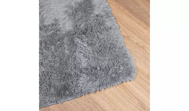 Shaggy Polyester Deep Pile Rug – Soft Indoor Rectangular Floor Rug, Grey
