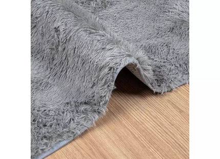 Shaggy Polyester Deep Pile Rug – Soft Indoor Rectangular Floor Rug, Grey