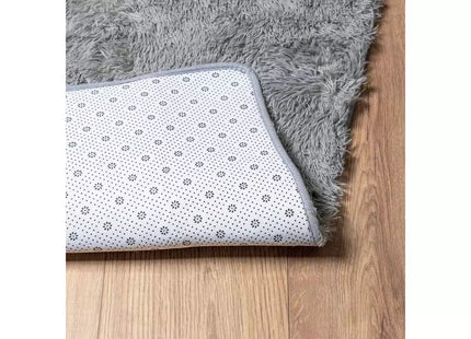 Shaggy Polyester Deep Pile Rug – Soft Indoor Rectangular Floor Rug, Grey