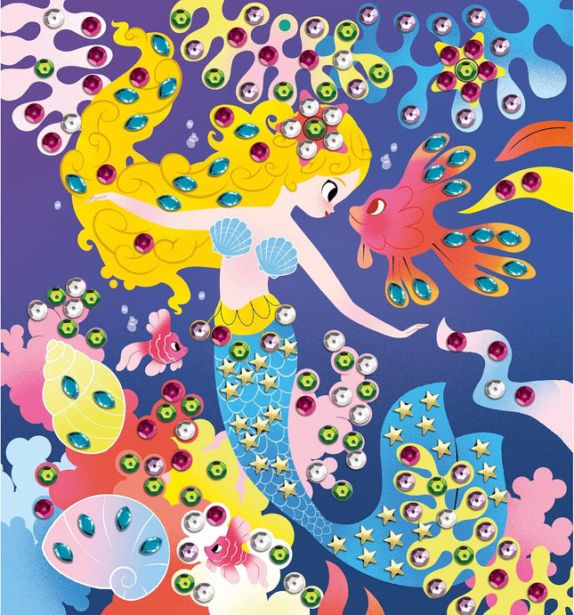 Janod Mermaids Glue-On Sequins Craft Kit – Kids Art Set Age 6+