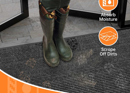 HOMEK Heavy Duty Front Door Mat 80 x 120cm – Non-Slip Indoor & Outdoor Mat Grey