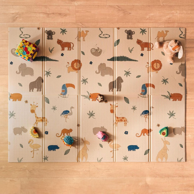 Nuby Foldable Reversible Play Mat Safari – Waterproof Baby Floor Mat 147 x 196 cm