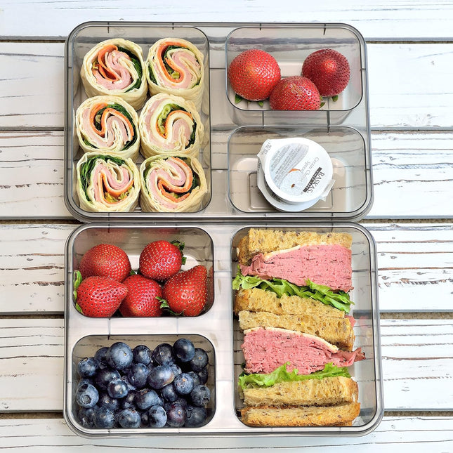 Youngever 7 Sets Bento Lunch Box – Reusable 3-Compartment Meal Prep Containers