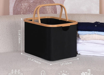 efluky 43L Foldable Laundry Basket & Storage Hamper with Bamboo Handles