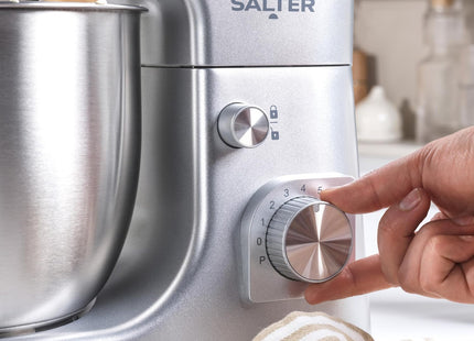 Salter Aspen Stand Mixer 5L 1300W with Stainless Steel Bowl, 8 Speeds & Pulse Silver