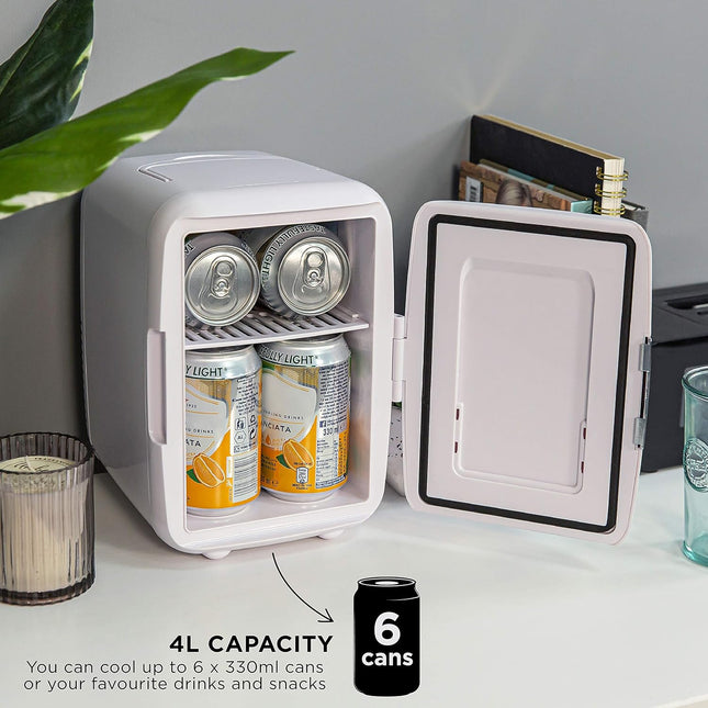 Russell Hobbs 4L Mini Cooler & Warmer 6 Can Portable Fridge White – RH4CLR1001