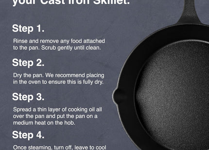 VonShef 10" Cast Iron Skillet – Pre-Seasoned Non-Stick Frying Pan
