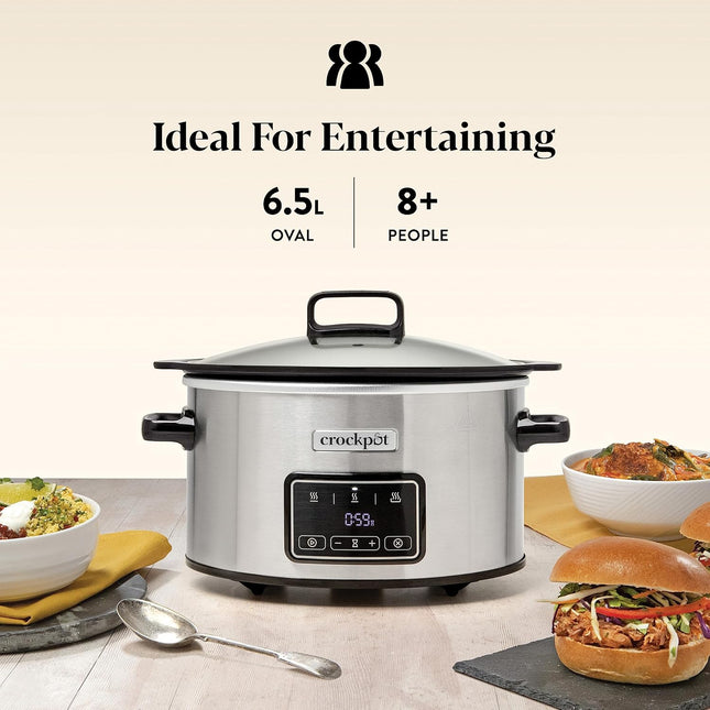 Crock-Pot Sizzle & Stew Digital Slow Cooker 6.5L Induction Hob Safe Bowl CSC112
