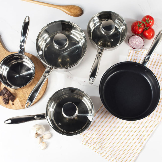 Russell Hobbs 5 Piece Pan Set – Stainless Steel Induction Cookware