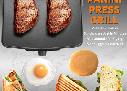 Baker's Friend 2000W Panini Press & Sandwich Maker 4-Slice Grill – Stainless Steel