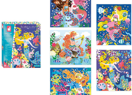 Janod Mermaids Glue-On Sequins Craft Kit – Kids Art Set Age 6+