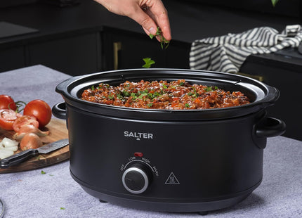 Salter Kuro 6.5L Slow Cooker – Family Size, 3 Heat Settings, Keep Warm, Black, 320W