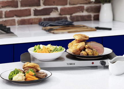 Tower Three Tray Buffet Server & Plate Warmer – 3 x 1.5L, Stainless Steel