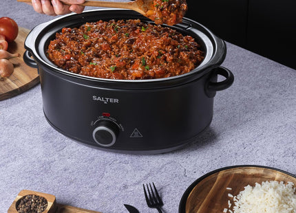 Salter Kuro 6.5L Slow Cooker – Family Size, 3 Heat Settings, Keep Warm, Black, 320W